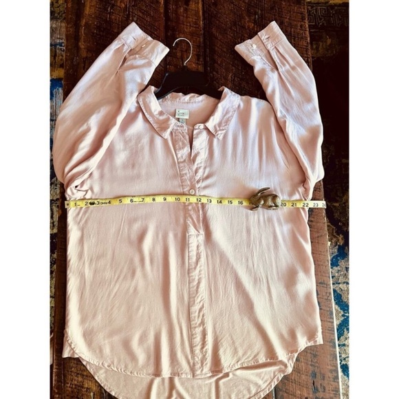 A New Day Hi-low Pink/Blush/Mauve Long Sleeve Button Up Blouse/Top/Shirt Size L - Picture 13 of 16